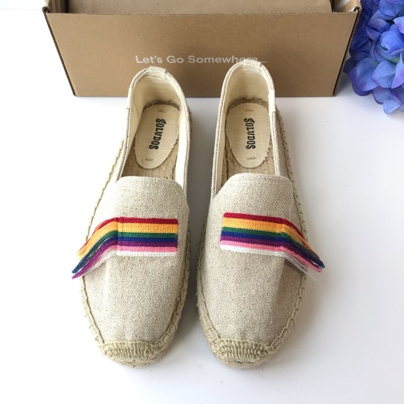 NWT SOLUDOS Rainbow Pride Espadrille Smoking Flats - Picture 2 of 13